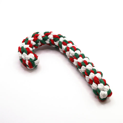 Hundespielzeug Zuckerstange Weiß, Rot und Grün gemustert