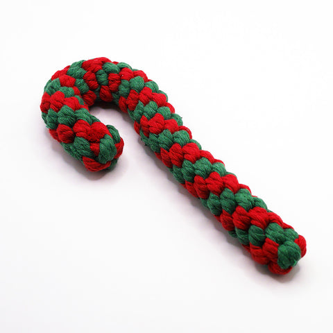 Hundespielzeug Zuckerstange Rot und Grün gemustert